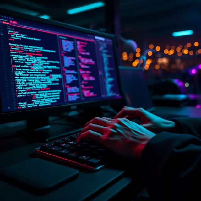 Developer writing code on a dark editor